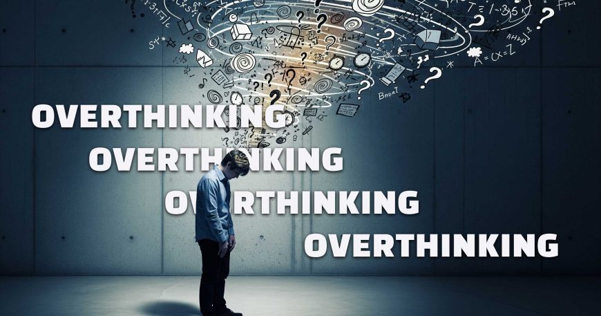 Man overthinking struggling with his thoughts
