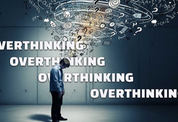 Man overthinking struggling with his thoughts